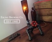 Industrial Brewery Lamp - Bottle Lighting - Steampunk Fixture - Faucet Switch - Table Lamp Furniture