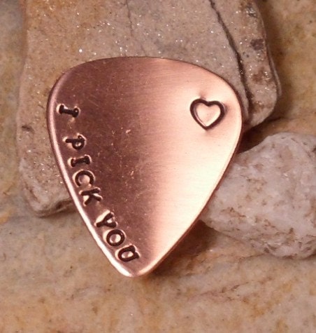 Personalized Guitar Pick & Black Leather Guitar Pick Holder/ Nickel Silver Guitar Pick/ Fathers Day