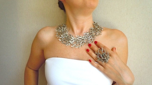 Ottoman Bough Metal Necklace And Ring Set-Fashion Jewelry-2012 Trends-Fashion All Season