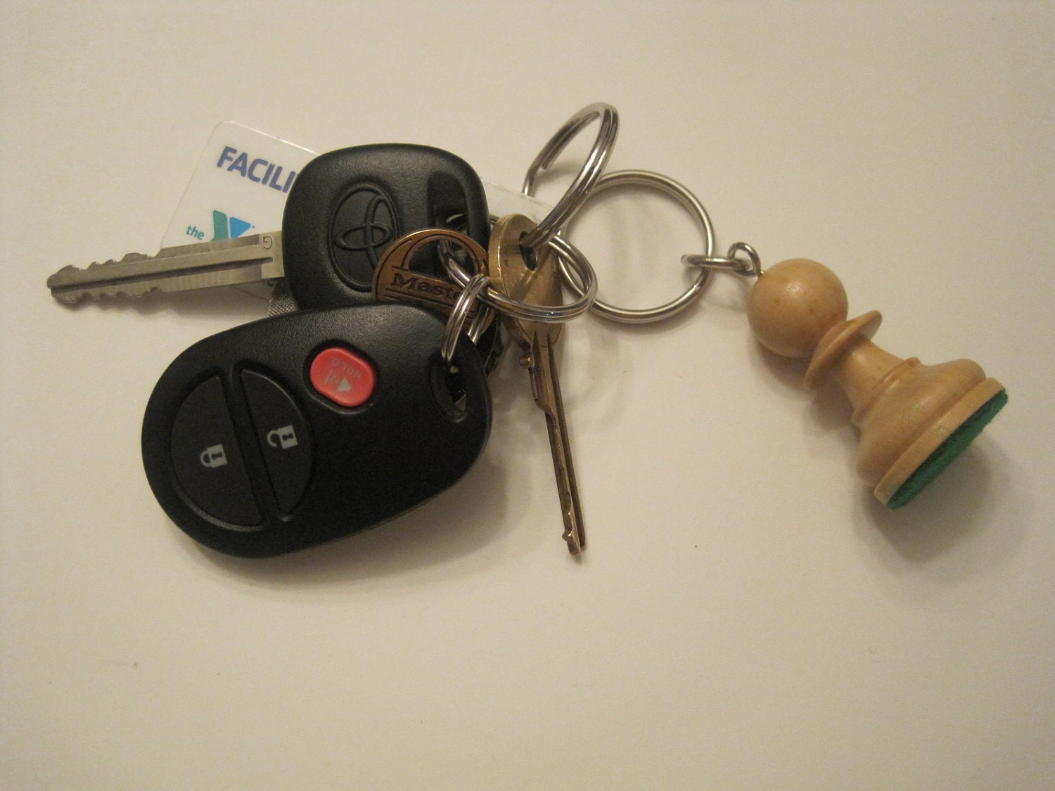 White Pawn Chess Piece Keychain - Upcycled