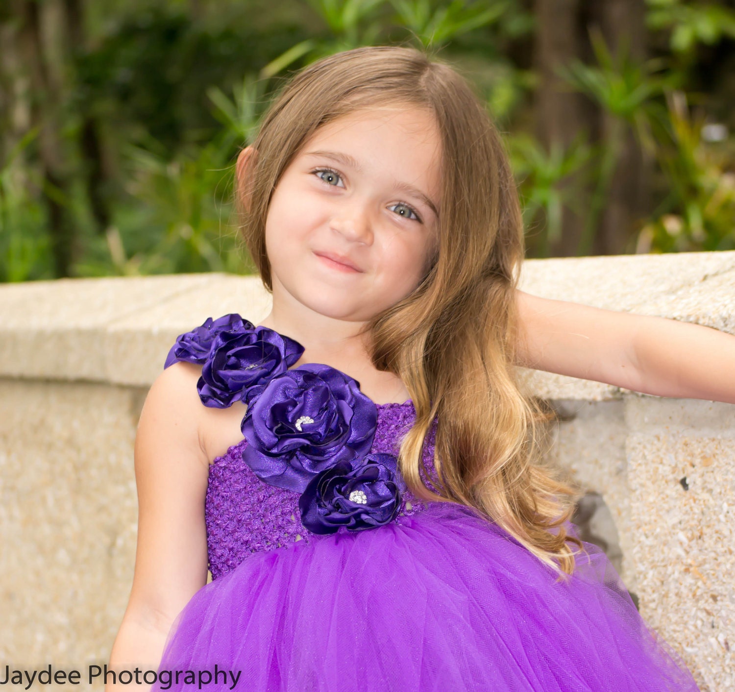 Purple flower girl tutu dress, handmade flowers, Flower girl dress, tutu dresses, Wedding