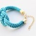 Knot Bracelet - Turquoise silk cord Bracelet - 24k gold plated
