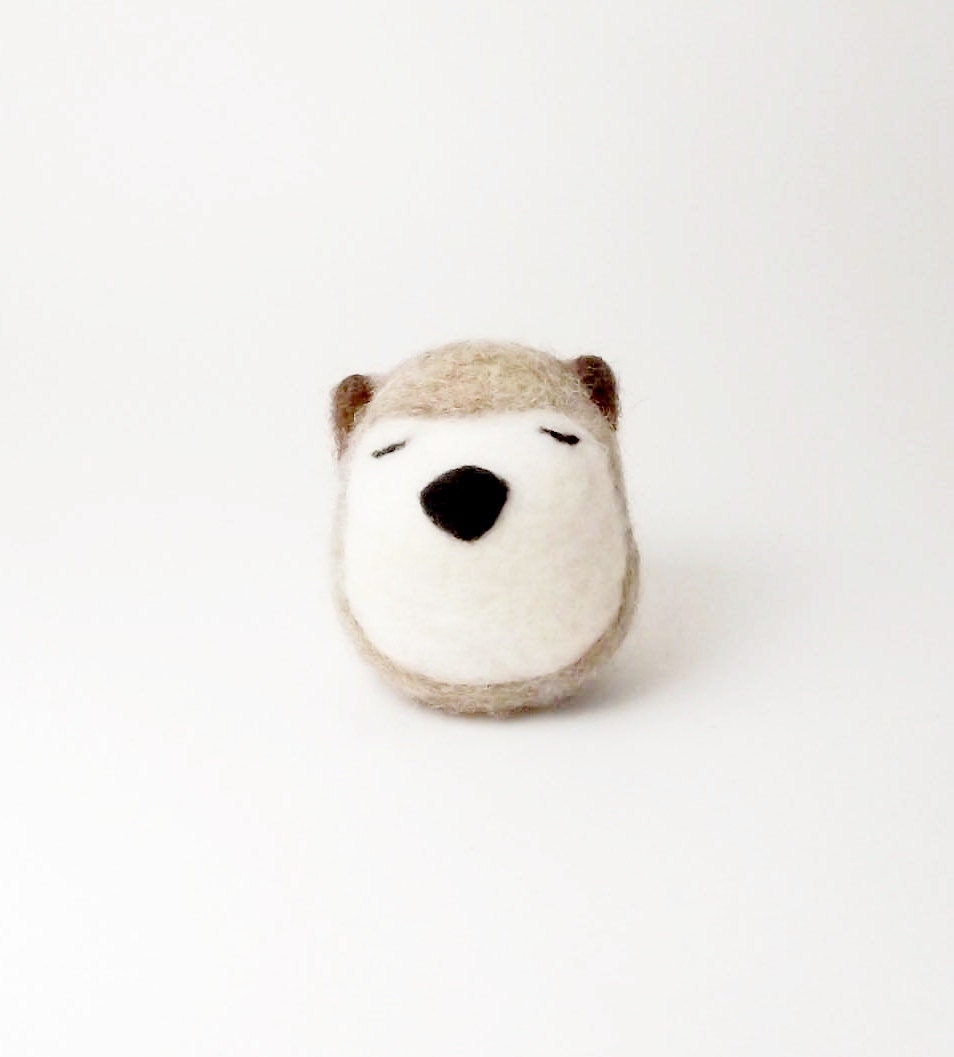 Ready to ship - Needle felt california sea otter with natural wool - collectable felt animal