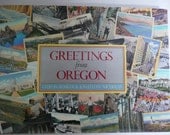 Vintage Oregon State Souvenir Book, Greetings from Oregon, Postcards, Hardcover with Original Dust Cover, Coffee Table Book