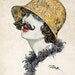 Original fine art print art nouveau watercolor fashion illustration, art poster