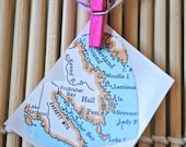 50 Heart Seals - Stickers VINTAGE ATLAS - MAP (Travel Wedding)