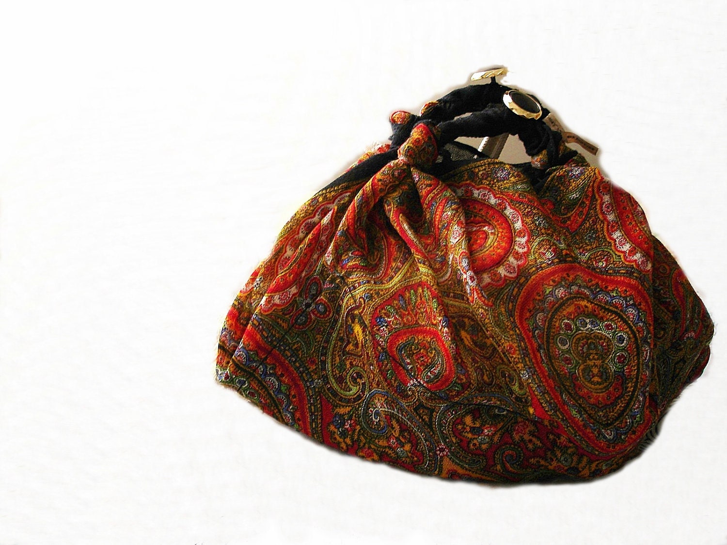Vintage paisley scarf bag/ handmade vintage scarf hobo bag/ vibrant colors/ Vintage Transformations