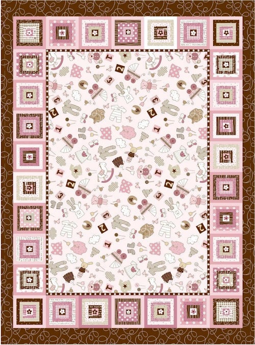 Items similar to Itty Bitty Baby Girl Cotton Fabric Quilt Top Panel