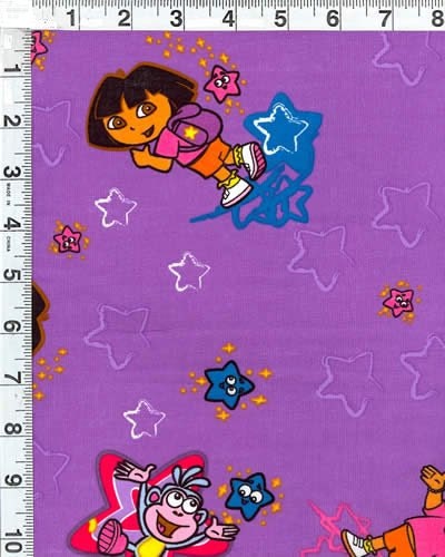 Dora DayDream Cotton Fabric - star flower heart butterfly monkey Purple by the yard