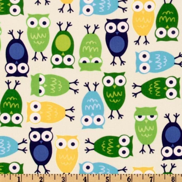 Urban Zoologie Owls on Ivory fabric from Robert Kaufman Cotton Fabric By the yard