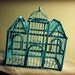 Large Turquoise Castle Style Bottomless Vintage Birdcage