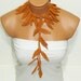 Discount Sale-Hand made crochet brown, cinnamon, ivy leafs Lariat Scarf. Fashion Flower Scarves, Necklace...