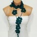 Hand made crochet oil blue Flower Lariat Scarf. Fashion Flower Scarves, Necklace...