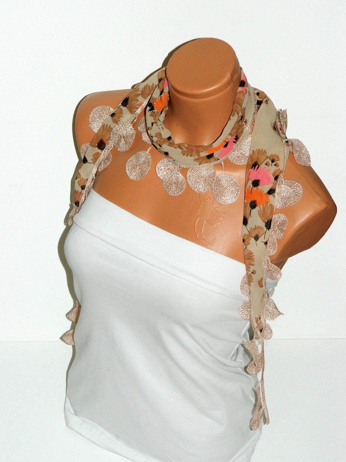 Personalized Design Multicolor pink cream Scarf.Turkish Fabric Guipure Scarf ..bandana,headband,wedding,bridal,authentic, romantic, elegant,