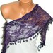 Personalized Design purple Scarf. Turkish Fabric Fringed Guipure Scarf ..bandana,headband,wedding,bridal,authentic, romantic,