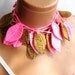 Crochet ivy, pink, caramel ivy leafs Lariat Scarf. Fashion Flower Scarves, Necklace...