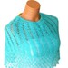 Hand knit silvery turquoise women shawl. Fashionable shawl. Personalized weave design. Stole, capelet, shawl for woman. February trends...