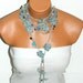 Crochet,gray, multicolor inlaid stones Flower Lariat Scarf. Fashion Flower Scarves, Necklace...