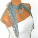 Fashion Gray Scarves. Summer trend scarf. Turkish Fabric Fringed Guipure Scarf ..bandana,headband,wedding,bridal,authentic, romantic,