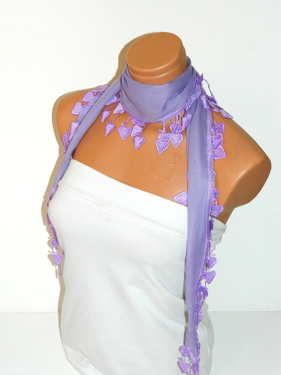 Personalized Design lilac Scarf. Turkish Fabric Fringed Guipure Scarf ..bandana,headband,wedding,bridal,authentic, romantic, elegant,