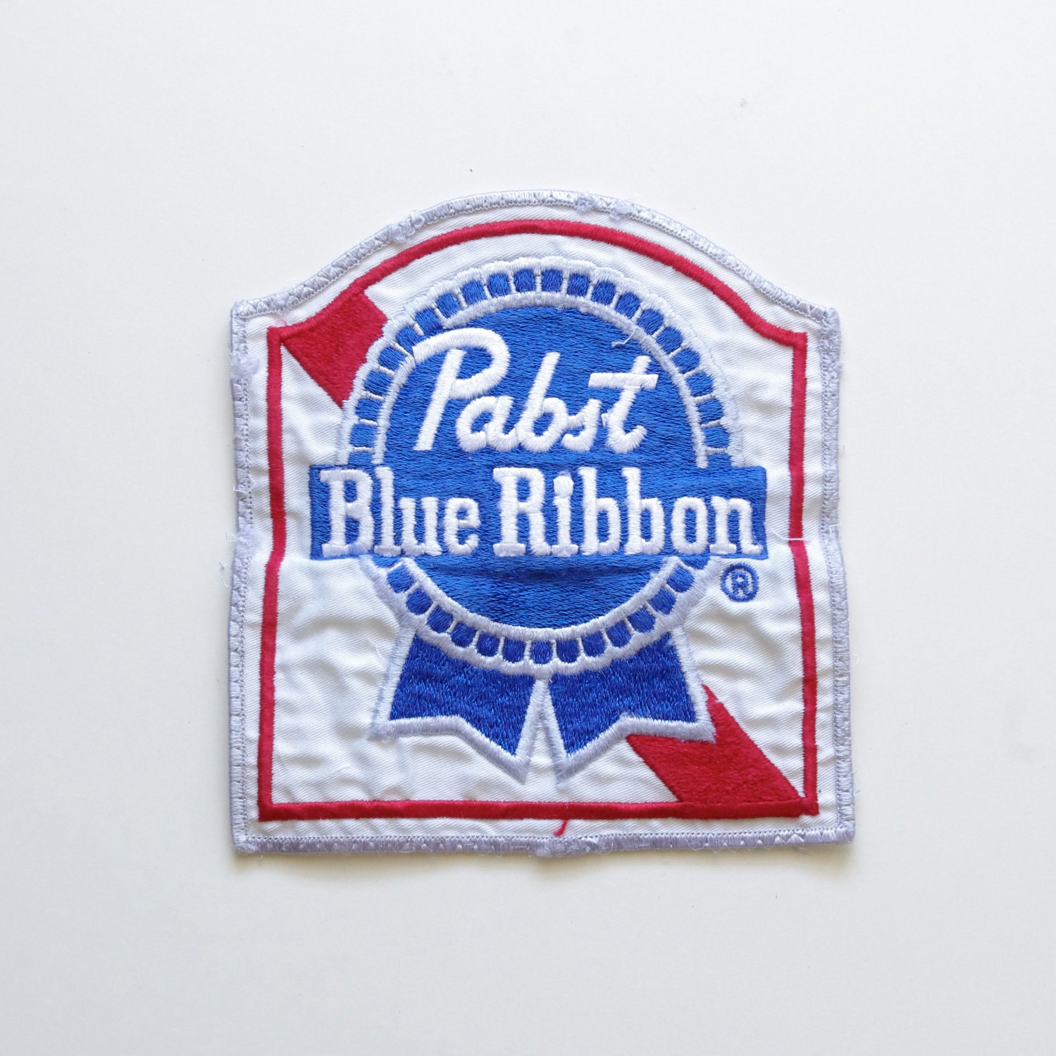 Pabst Blue Ribbon Embroidered Patch - PBR - Beer - Sew It On Your Favorite Things - Red White Blue - 6 x 5.5 inches