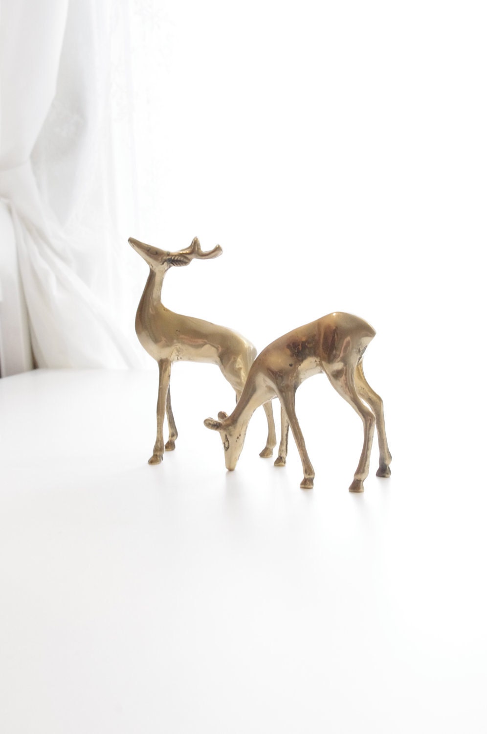 Vintage Brass Deer Figurines - Home Decor - Woodland - Rustic