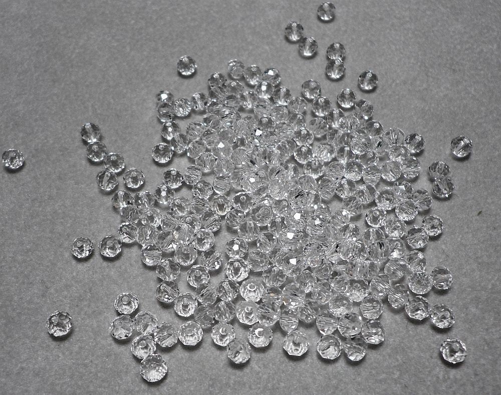 Clear Crystal Quartz Glass Micro Faceted Rondelle Beads 4mm