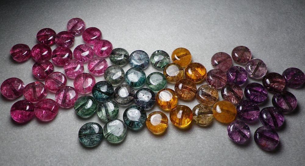 Multicolor Tourmaline Quartz Coin Beads 10mm