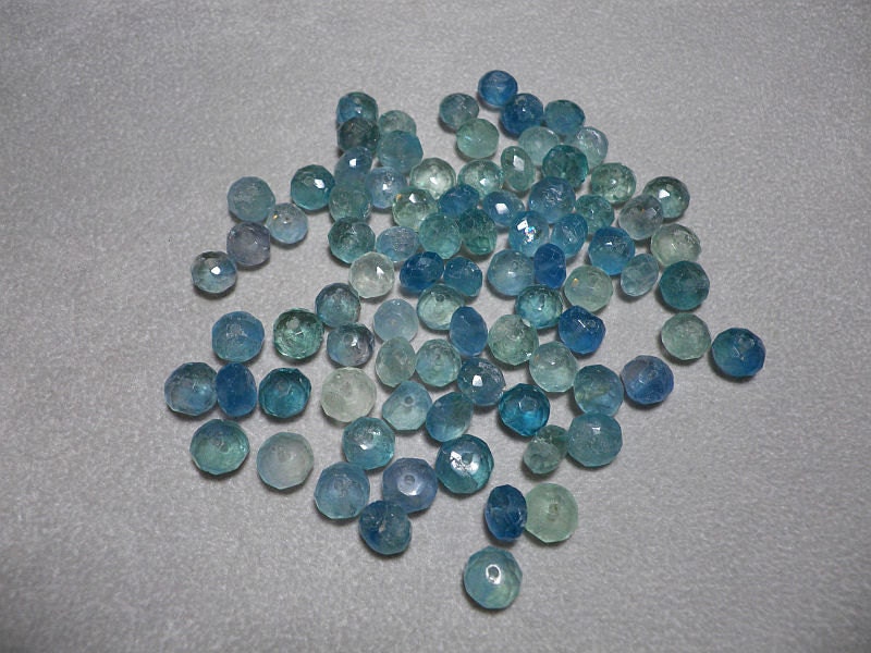 Paraiba Fluorite Faceted Rondelle Beads 7mm - 8mm