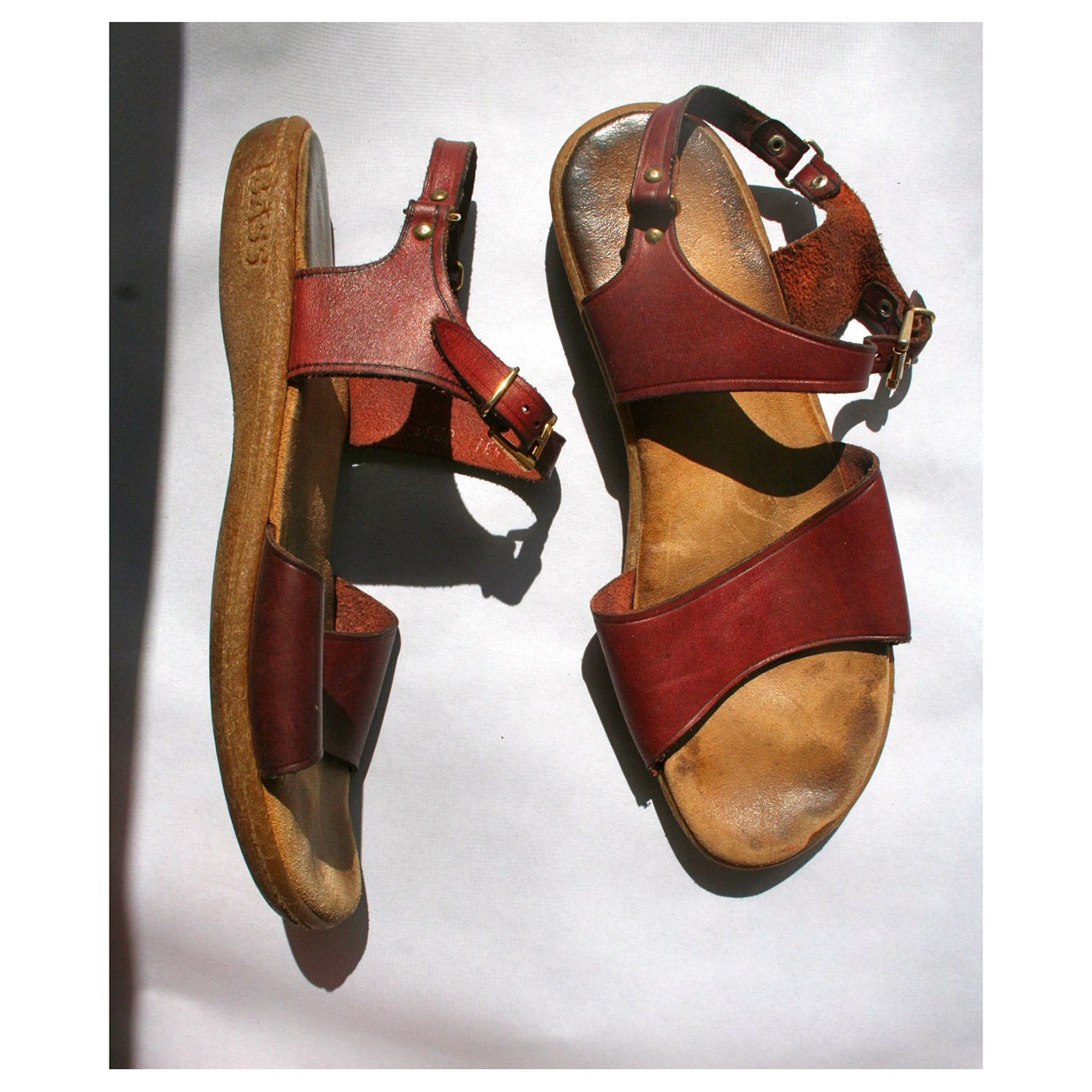 Vintage 70s BASS Leather Sandals leather sz 8 M