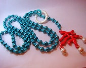 Turquoise and Coral Lariat Necklace