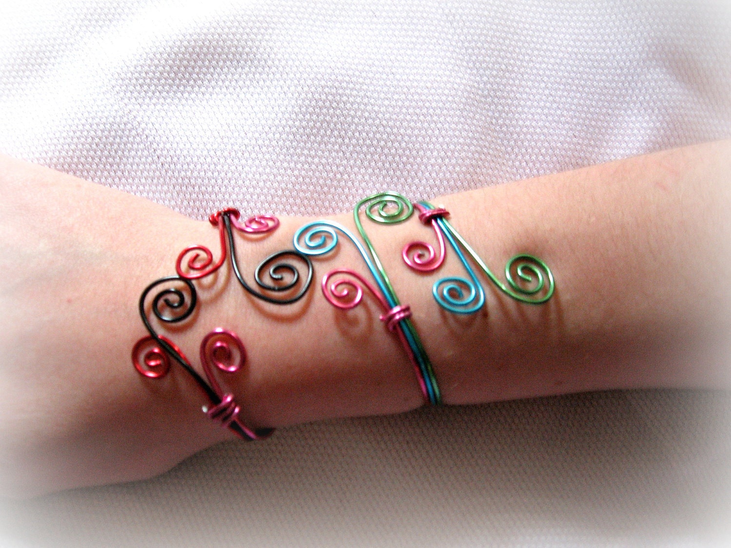 Handmade Adjustable Wire Swirl Bracelet - Pick Your Colors