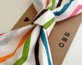Handmade Fabric Hair Bow Clip - Multi-Colored Chevron