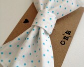Handmade Fabric Hair Bow Clip - Baby Blue Polka Dots