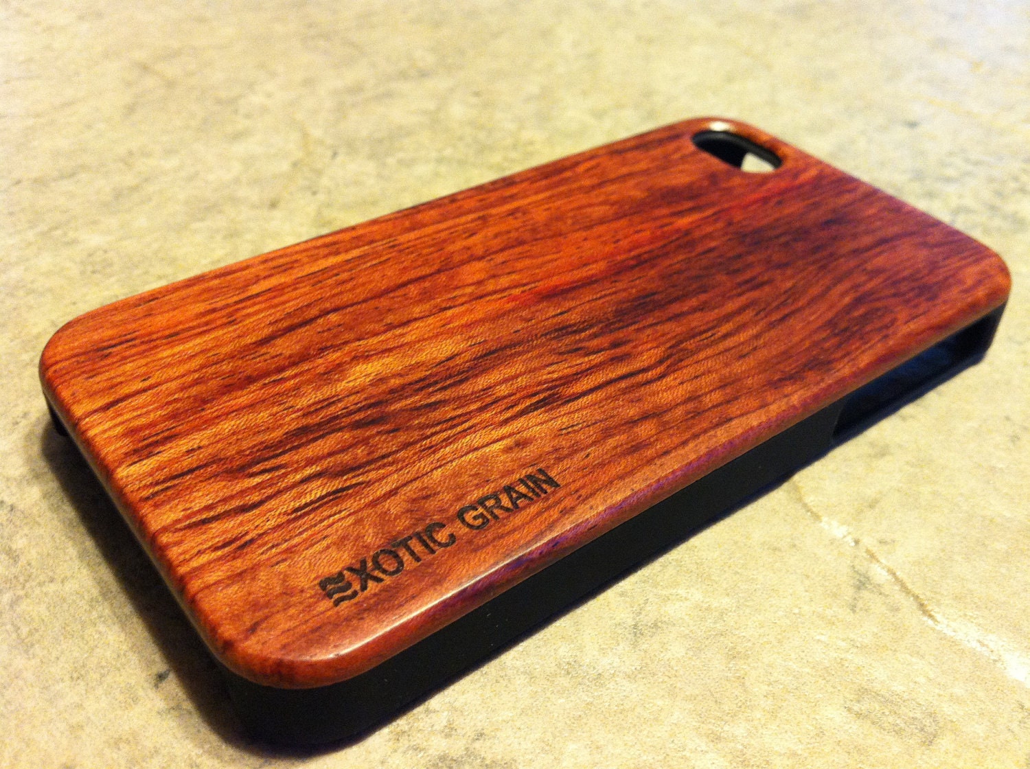 IPHONE 4 and 4s CASE , real wood rich polished EXOTIC rosewood ,sharp looking black edge
