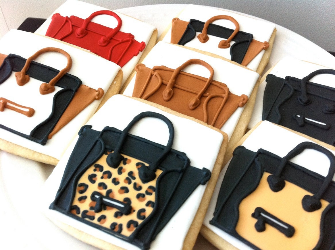 Celine Inspired Mini Luggage Tote Bag decorated cookies
