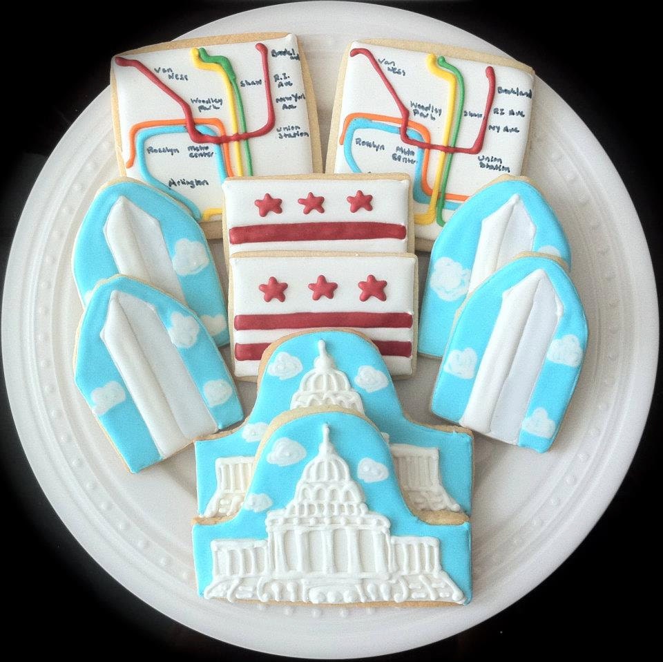 Items similar to Washington DC Decorated Cookies, capitol building, flag, metro map, election