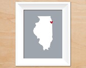 BOGO FREE Illinois or ANY state Art Print - Choose which city your heart belongs to