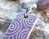 Circuit Board and Wine Bottle Glass Necklace in Purple and Green