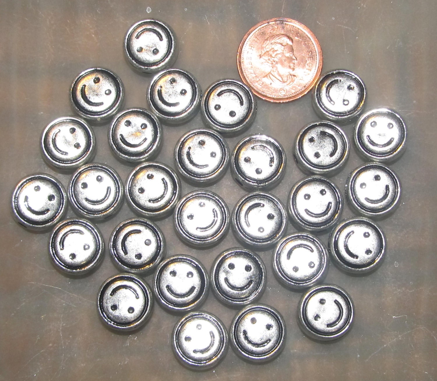 bead destash Clearance - Loose Beads - Smiley Face Beads - Lot of 28