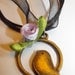 bird and purple rose ribbon and cord necklace, sweet romantic vintage