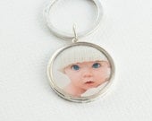 Photo Key Ring Personalized Picture Key Chain Antiqued Silver Photo Key Ring