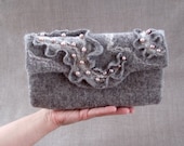 Natural color felted clutch,  gray shades