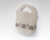 Felted handbag " Snails", beige natural color, eco friendly