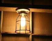 Industrial Light Vintage Style Porcelain Mount Fixture with Rubber Coated Cage Guard