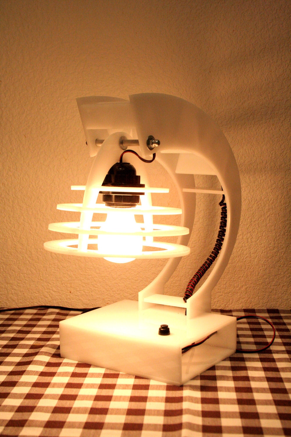 Table light lamp white plastic