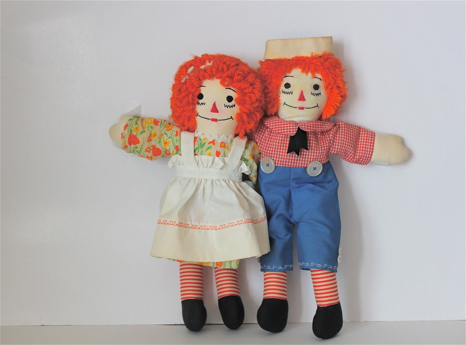 Vintage 70s Raggedy Ann and Raggedy Andy Doll Set