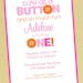 Cute as a BUTTON Printable Birthday Invitation, Cute as a Button Personalized Birthday Invite, Pink and Orange Button Invite