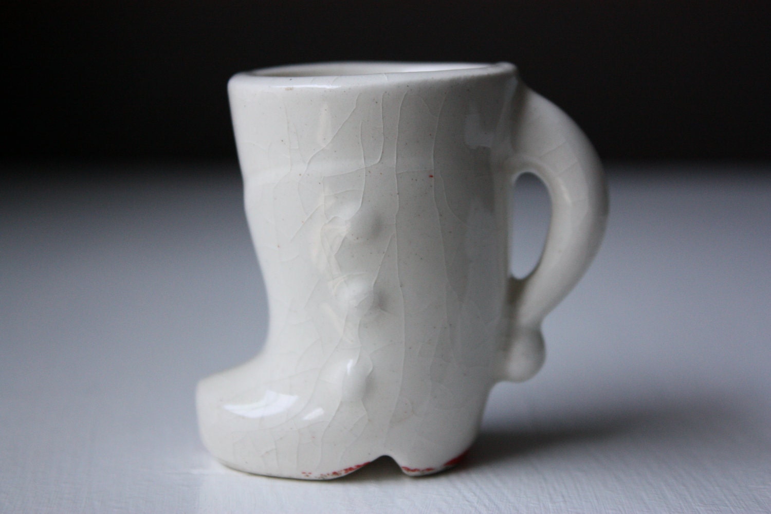 Little White Boot Fabulous Vintage Ceramic Shot Glass, Made in Japan