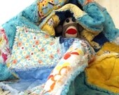 Quilt, Adult Teen or Child's Flannel Rag Blanket - Dancing Cows & Cupcakes